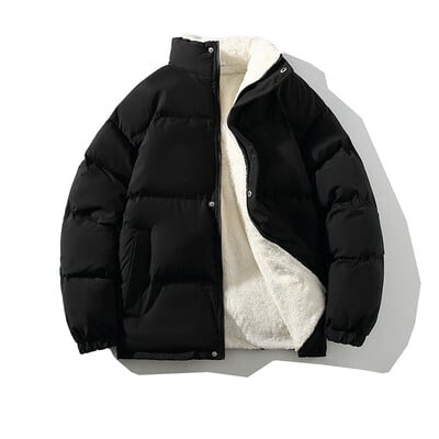 Ziemas jaka Vīriešu Ielu apģērbi Flīsa Parkas Mētelis Vīriešu Brīvs Burbuļjaka Silts Statīvs Apkakles Mēteļi Unisex Puffer Jauns Apģērbs