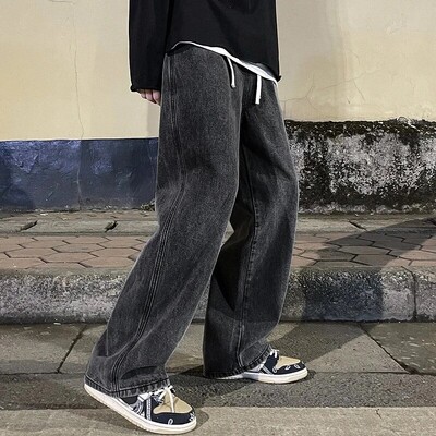 Bărbați Nouă modă Culoare uni Blugi cu draperie largi Drepți Vintage High Street Hip-hop Y2K Casual Zilnic Tragerea pantaloni largi