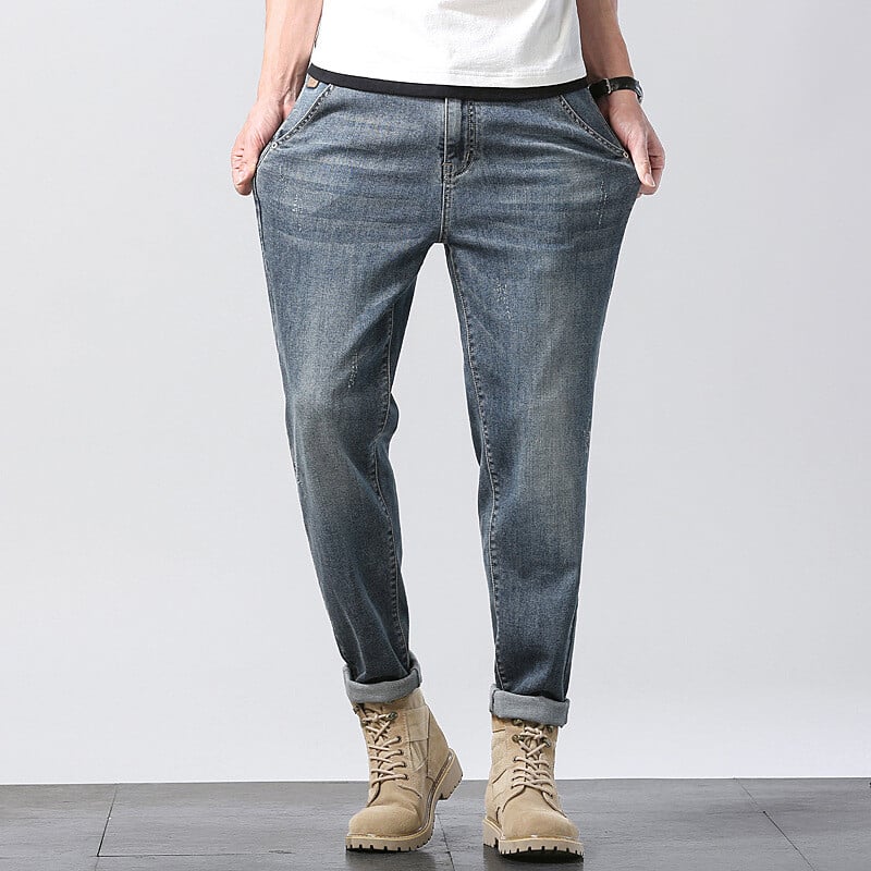 Μήκος μέχρι τον αστράγαλο Τζιν Μολύβι Παντελόνι Άντρας Χαρέμ Άνοιξη Φθινόπωρο Μόδα Plus Μέγεθος 42 44 46 Taglia Grande Τζιν καουμπόικο ελαστικό παντελόνι