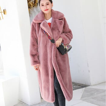 2023 New Women Winter Warm Faux Fur Height Γυναικείο Μακρύ Παλτό Γυναικείο γιακά Γυναικείο Ζεστό Παλτό Casaco Feminino