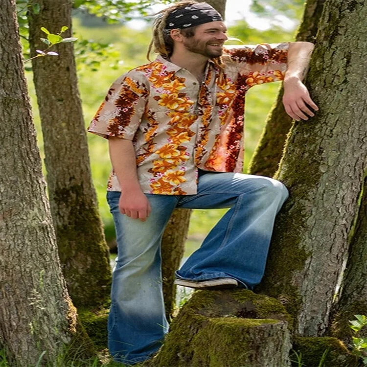 Férfi nagy flare farmerek divatos hímzés magas derekú kék csengő alsó farmer Férfi vintage bő csizma széles szárú nadrág Utcai ruházat