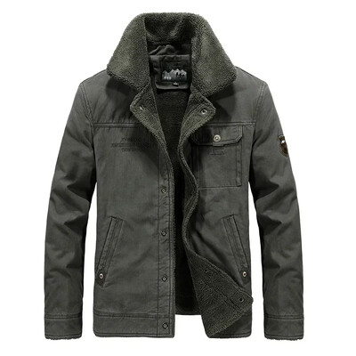Talvine fliisvoodriga teksajakk Meeste kvaliteetne paksendatud lambavill soe Parka Outdoor Matkamatkamiseks Külmakindel töömantel
