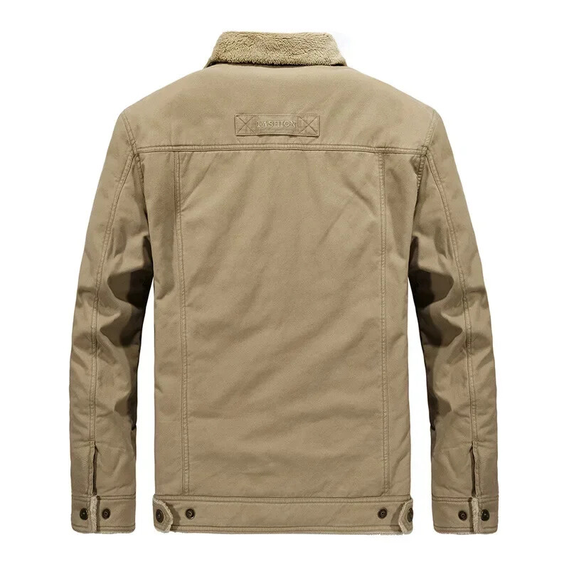 Jachetă de denim căptușită cu lână de iarnă Parka caldă pentru bărbați, de înaltă calitate, din lână de miel, drumeții în aer liber, camping, haină de lucru rezistentă la frig