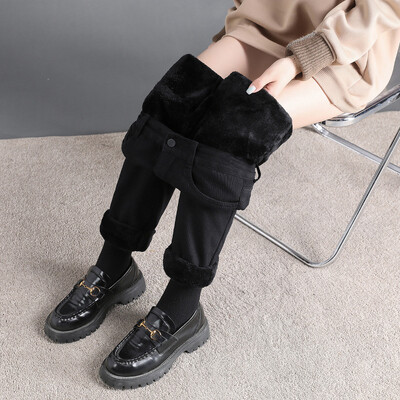 Zimske tople, uske rastezljive ženske ležerne traper hlače, debele plus baršunaste ženske traperice visokog struka, uske ravne traperice od flisa