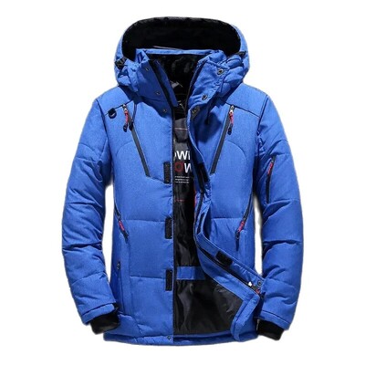 Jachetă groasă de cașmir de toamnă și iarnă pentru bărbați, cu puf de rață, caldă, cu glugă, pentru timpul liber, de culoare solidă, jachetă de puf de înaltă calitate