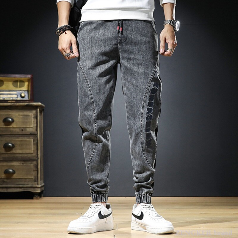 La modă fat guy primăvară plus mărime denim pantaloni drepti elastici largi plus fat plus blugi pantaloni bărbați 7xl130 kg