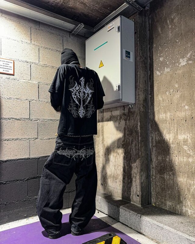 Blugi Streetwear Y2K Îmbrăcăminte Hip Hop Blugi largi brodați Retro Pantaloni negri Punk Rock Bărbați Pantaloni largi cu talie înaltă