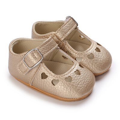 Pantofi pentru nou-născut Bebeluși Fete Classic Love Heart Talpă din cauciuc Anti-alunecare PU Pantofi de rochie First Walker Toddler Patuț
