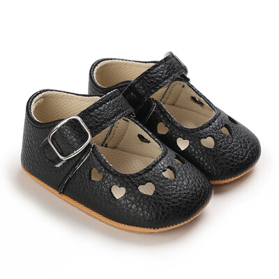 Pantofi pentru nou-născut Bebeluși Fete Classic Love Heart Talpă din cauciuc Anti-alunecare PU Pantofi de rochie First Walker Toddler Patuț