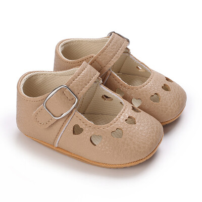 Pantofi pentru nou-născut Bebeluși Fete Classic Love Heart Talpă din cauciuc Anti-alunecare PU Pantofi de rochie First Walker Toddler Patuț