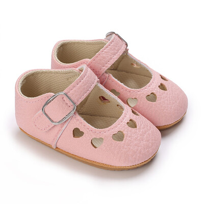 Pantofi pentru nou-născut Bebeluși Fete Classic Love Heart Talpă din cauciuc Anti-alunecare PU Pantofi de rochie First Walker Toddler Patuț