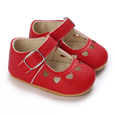 Pantofi pentru nou-născut Bebeluși Fete Classic Love Heart Talpă din cauciuc Anti-alunecare PU Pantofi de rochie First Walker Toddler Patuț