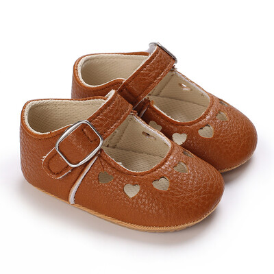 Pantofi pentru nou-născut Bebeluși Fete Classic Love Heart Talpă din cauciuc Anti-alunecare PU Pantofi de rochie First Walker Toddler Patuț