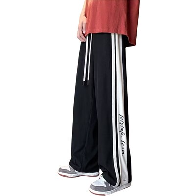 American High Street ρετρό ριγέ casual αθλητικά παντελόνια Ανδρική τάση σε μεγάλο μέγεθος φαρδύ παντελόνι σε ίσιο πόδι