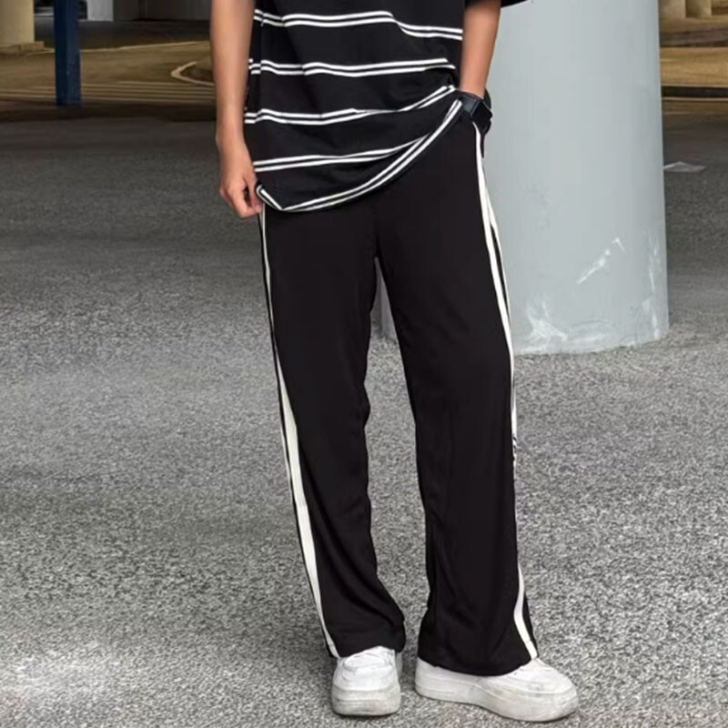 American High Street ρετρό ριγέ casual αθλητικά παντελόνια Ανδρική τάση σε μεγάλο μέγεθος φαρδύ παντελόνι σε ίσιο πόδι