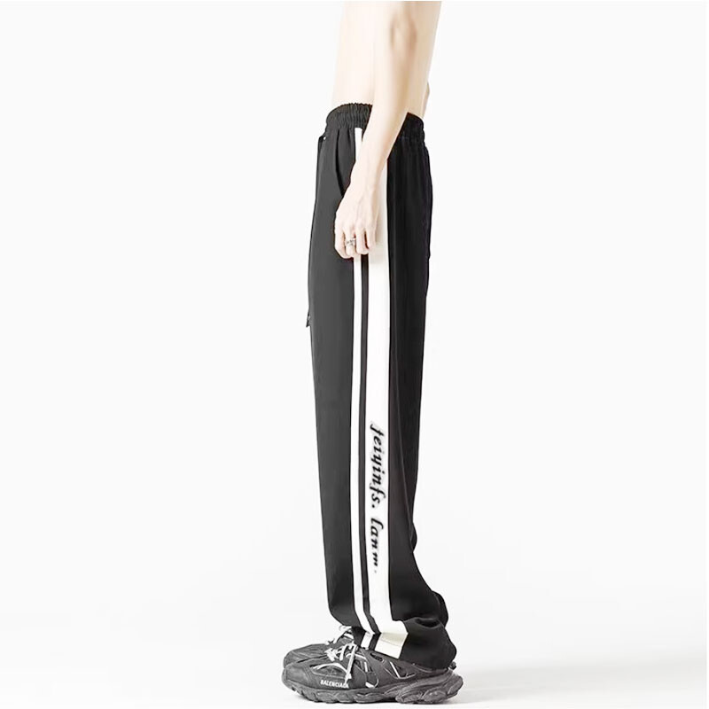 American High Street ρετρό ριγέ casual αθλητικά παντελόνια Ανδρική τάση σε μεγάλο μέγεθος φαρδύ παντελόνι σε ίσιο πόδι