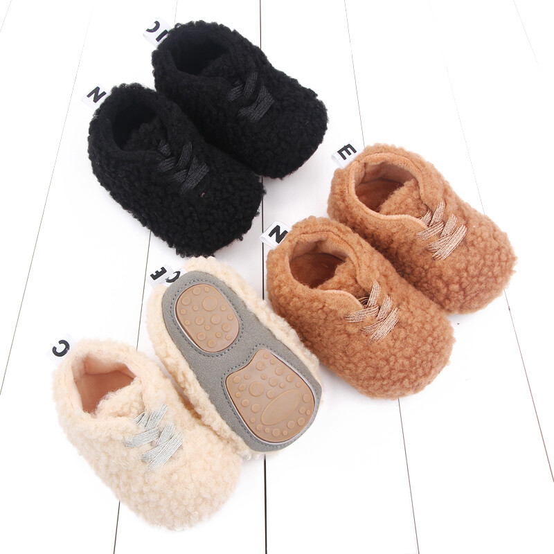 Pantofi de iarnă pentru bebeluși Pantofi pentru bebeluși pentru prima mers pe jos Talpă TPR Anti-alunecare Moale Coral Catifea Bumbac Pantofi calduri Lingng Moda D2691