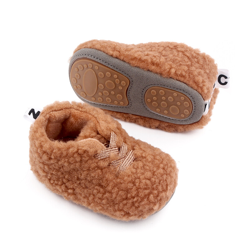 Pantofi de iarnă pentru bebeluși Pantofi pentru bebeluși pentru prima mers pe jos Talpă TPR Anti-alunecare Moale Coral Catifea Bumbac Pantofi calduri Lingng Moda D2691