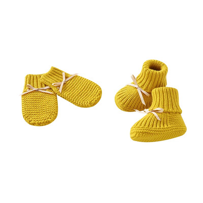 Újszülött cipők Kötött csecsemők lányok fiú csizmák aranyos pillangós csomó Kiegészítők Kalapok Kesztyűk Jumpsuit kisgyermek sétáló ágycipők 0-18M