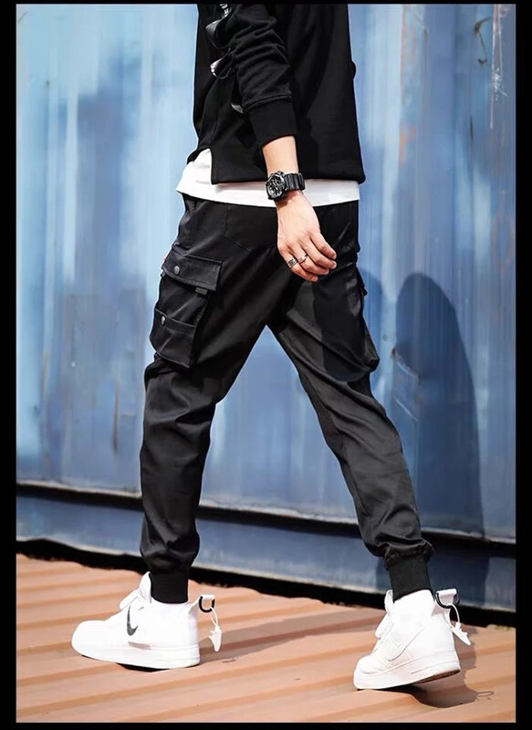 Pantaloni grei pentru bărbați, pantaloni largi, drepti, la modă, din bumbac de mătase, pantaloni casual care leagă picioarele