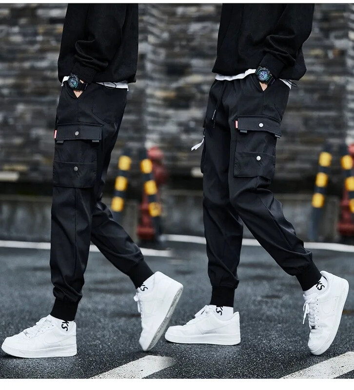 Pantaloni grei pentru bărbați, pantaloni largi, drepti, la modă, din bumbac de mătase, pantaloni casual care leagă picioarele