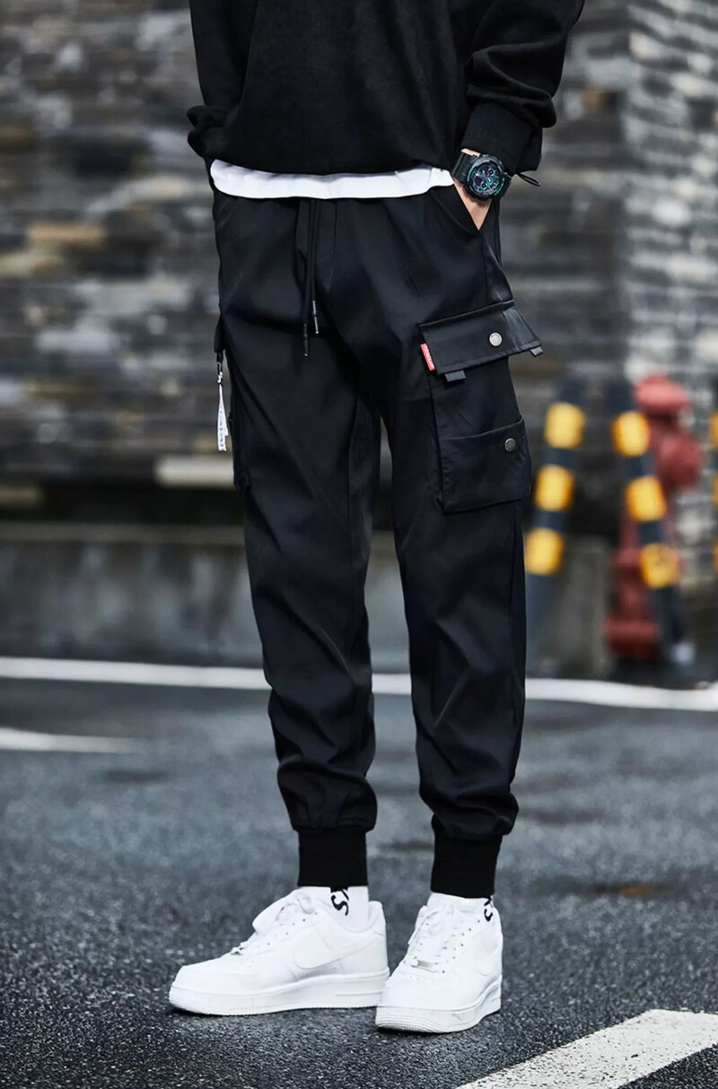 Pantaloni grei pentru bărbați, pantaloni largi, drepti, la modă, din bumbac de mătase, pantaloni casual care leagă picioarele