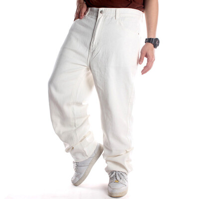 Hip Hop suur suurus Pikad püksid New Style Plus Size meeste teksad meeste tänavarõivad kottis teksad Valged teksad meestele 46 44