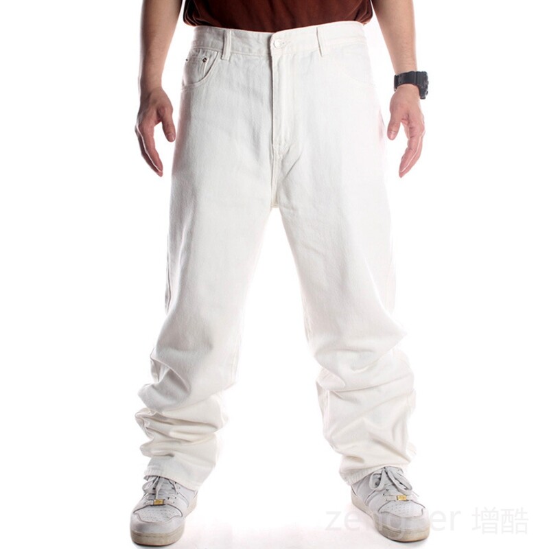 Pantaloni lungi de marime mare Hip Hop, stil nou, blugi pentru bărbați, îmbrăcăminte stradală pentru bărbați, blugi largi Blugi albi pentru bărbați 46 44
