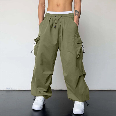 Pantaloni cargo supradimensionați Harajuku, cu parașuta, pentru bărbați, îmbrăcăminte de stradă, vintage, Y2k, hip hop, cu picioare largi, pantaloni de sport largi, ocazional, îmbrăcăminte tehnică