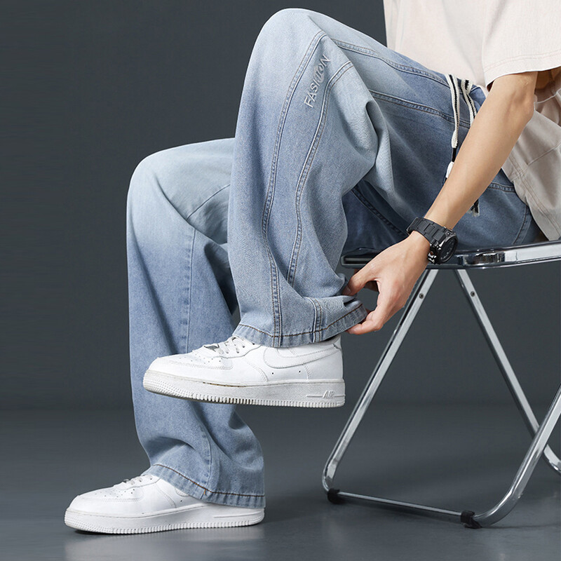 8XL Plus Size Jeans Bărbați Gradient Denim Pantaloni Harajuku Fashion Casual Pantaloni Drepți Bărbați Blugi cu talie elastică Marimea Mare 8XL