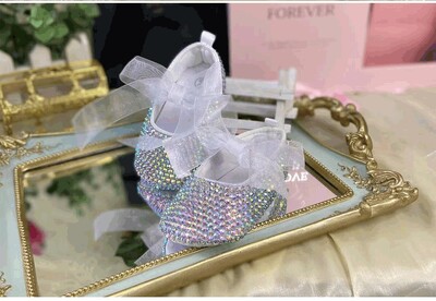 bowknot Personalizat Sparkle Bling cristale Strasuri Pantofi pentru fete pentru bebeluși Panglică pentru copii 0-1Ani Pantofi prințesă First Walkers