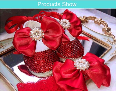 bowknot Personalizat Sparkle Bling cristale Strasuri Pantofi pentru fete pentru bebeluși Panglică pentru copii 0-1Ani Pantofi prințesă First Walkers