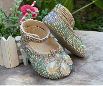 bowknot Personalizat Sparkle Bling cristale Strasuri Pantofi pentru fete pentru bebeluși Panglică pentru copii 0-1Ani Pantofi prințesă First Walkers