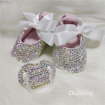 bowknot Personalizat Sparkle Bling cristale Strasuri Pantofi pentru fete pentru bebeluși Panglică pentru copii 0-1Ani Pantofi prințesă First Walkers