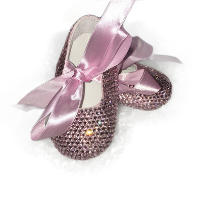 bowknot Personalizat Sparkle Bling cristale Strasuri Pantofi pentru fete pentru bebeluși Panglică pentru copii 0-1Ani Pantofi prințesă First Walkers