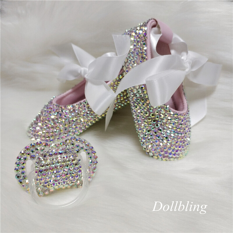 bowknot Personalizat Sparkle Bling cristale Strasuri Pantofi pentru fete pentru bebeluși Panglică pentru copii 0-1Ani Pantofi prințesă First Walkers