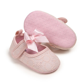 Νέα παπούτσια για κοριτσάκι Princess Bow Flower Baby walking shoes Μοτίβο λουλουδιών Βαμβακερά μαλακά αντιολισθητικά παπούτσια για νήπια 0-18 μηνών