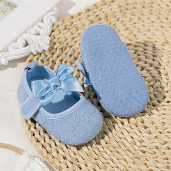 Νέα παπούτσια για κοριτσάκι Princess Bow Flower Baby walking shoes Μοτίβο λουλουδιών Βαμβακερά μαλακά αντιολισθητικά παπούτσια για νήπια 0-18 μηνών