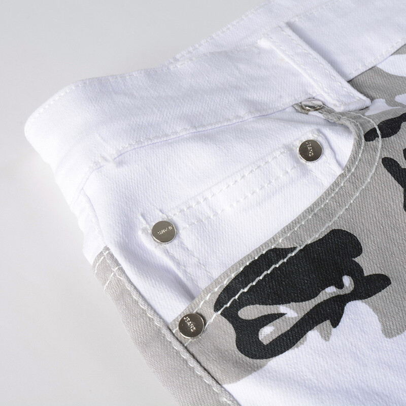 2023. Nove ležerne muške pamučne traperice Elastične uske skinny bijele traperice s kamuflažnim printom Muške tanke traper hlače Vaqueros Hombre