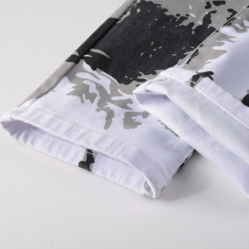 2023. Nove ležerne muške pamučne traperice Elastične uske skinny bijele traperice s kamuflažnim printom Muške tanke traper hlače Vaqueros Hombre