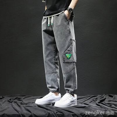 Blugi de primăvară și toamnă 8xl, bărbați, buzunar marea, nou pachet largi, pantaloni harem pentru picioare, pantaloni casual mari, bărbați 140 kg