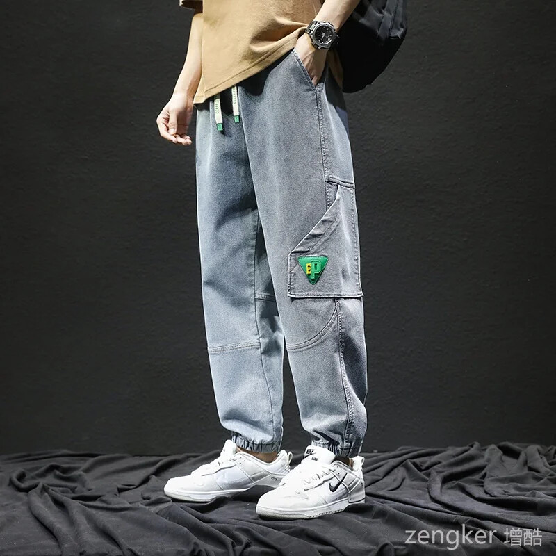 Blugi de primăvară și toamnă 8xl, bărbați, buzunar marea, nou pachet largi, pantaloni harem pentru picioare, pantaloni casual mari, bărbați 140 kg