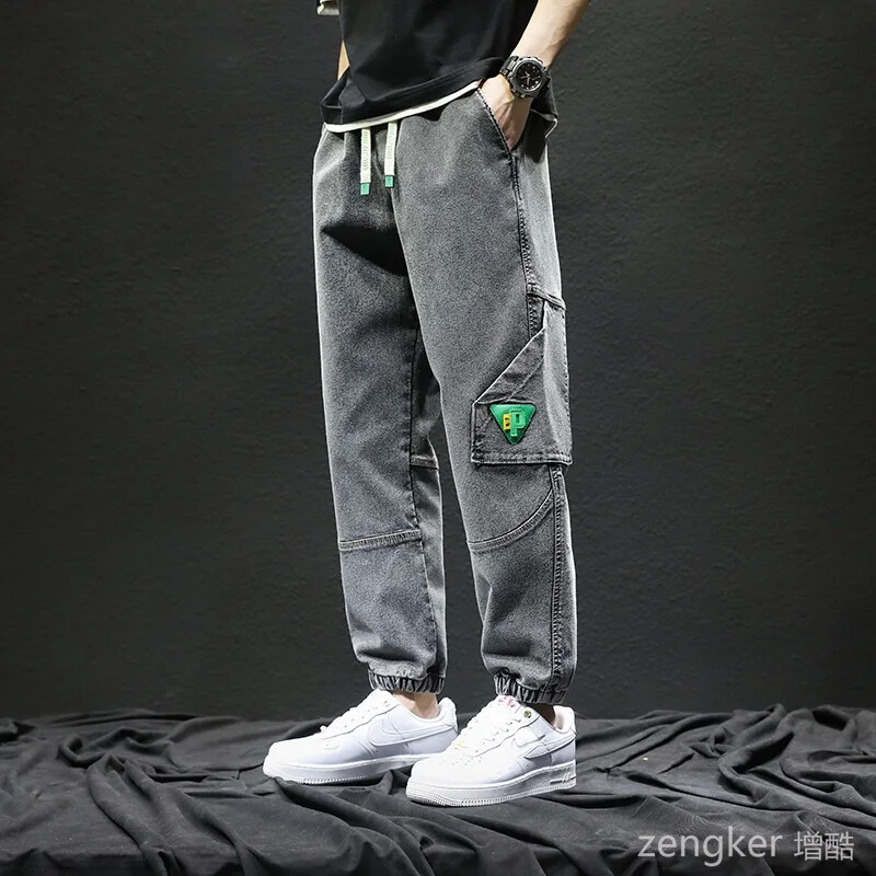 Blugi de primăvară și toamnă 8xl, bărbați, buzunar marea, nou pachet largi, pantaloni harem pentru picioare, pantaloni casual mari, bărbați 140 kg