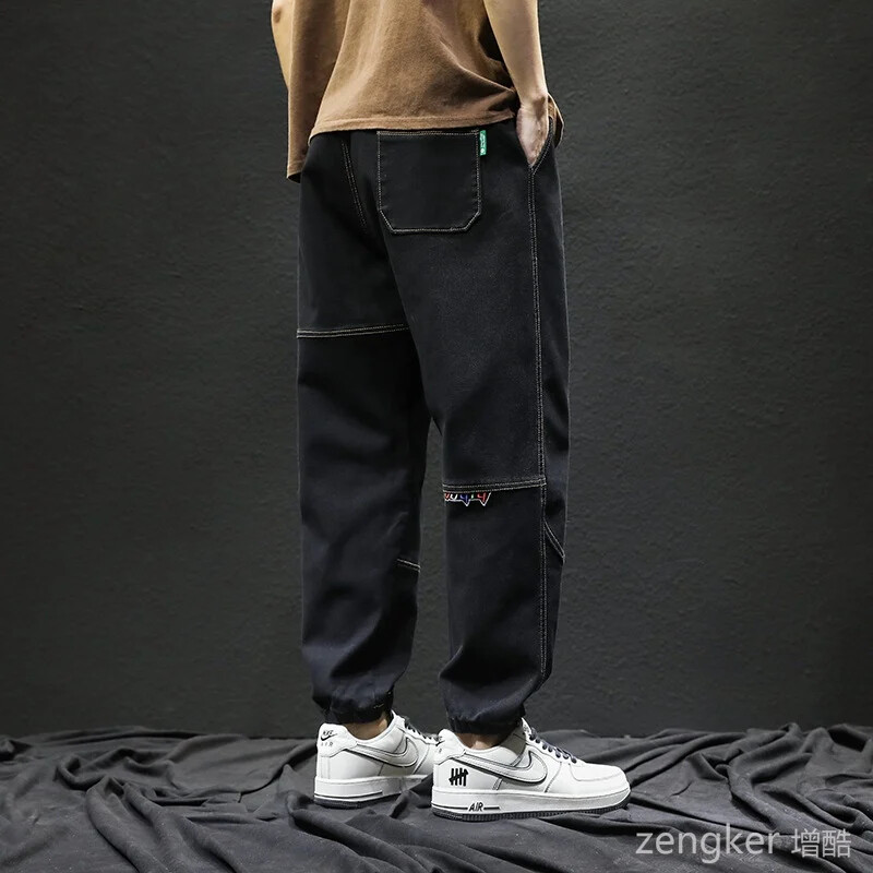 Blugi de primăvară și toamnă 8xl, bărbați, buzunar marea, nou pachet largi, pantaloni harem pentru picioare, pantaloni casual mari, bărbați 140 kg