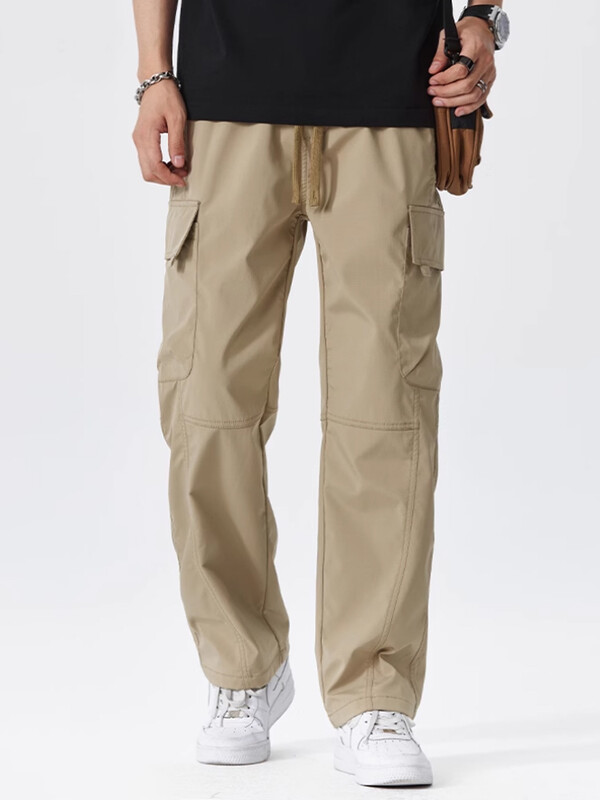 Ljeto 2024. novi stil ledeno svileni kombinezon labavog struka za dječake tanke brzosušeće sportske hlače široke hlače ravnih nogavica muške ležerne