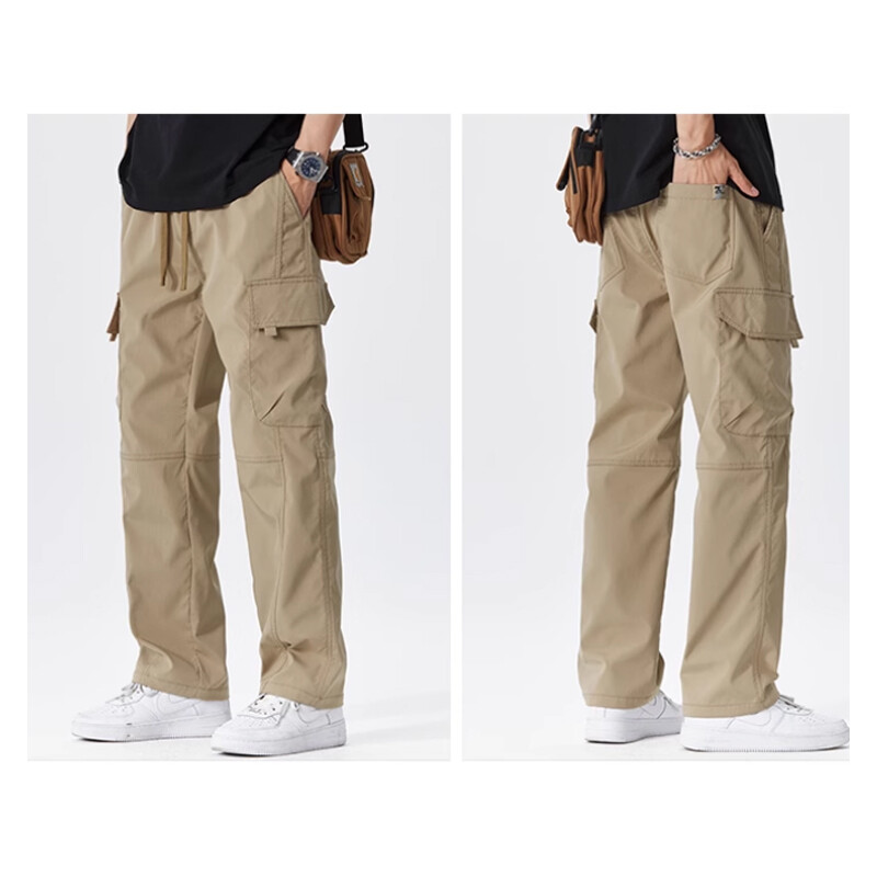 Ljeto 2024. novi stil ledeno svileni kombinezon labavog struka za dječake tanke brzosušeće sportske hlače široke hlače ravnih nogavica muške ležerne