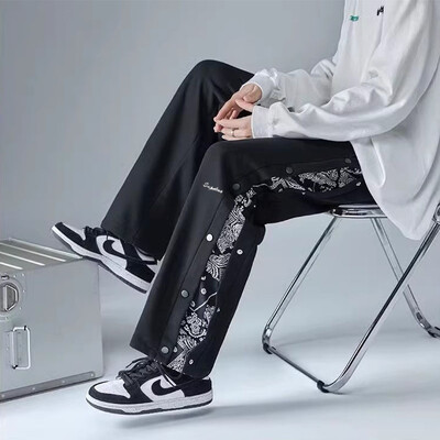 Ljetna moda za dječake ravne cijevi trend vrećaste zgodne high street hip hop široke nogavice ležerne sportske hlače s cvijetom indijskog oraha