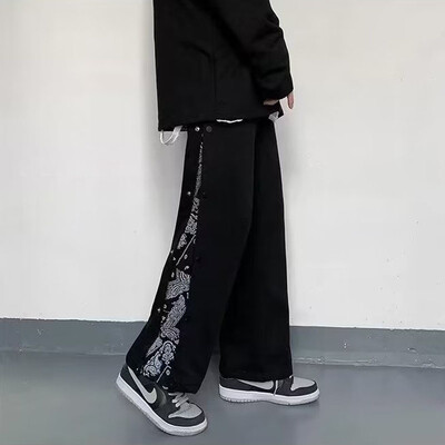 Ljetna moda za dječake ravne cijevi trend vrećaste zgodne high street hip hop široke nogavice ležerne sportske hlače s cvijetom indijskog oraha