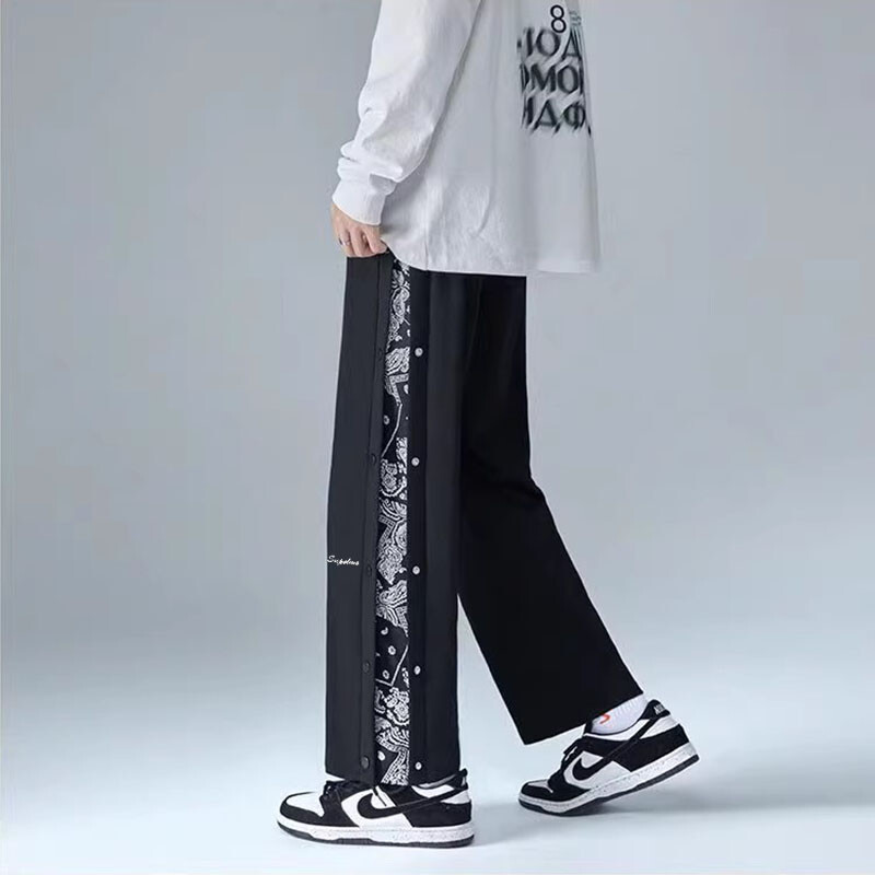 Ljetna moda za dječake ravne cijevi trend vrećaste zgodne high street hip hop široke nogavice ležerne sportske hlače s cvijetom indijskog oraha