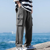 De primăvară și de vară, subțire, high street, în stil n-stil retro, salopete casual, cu șnur, pantaloni drepti largi, buzunare mari